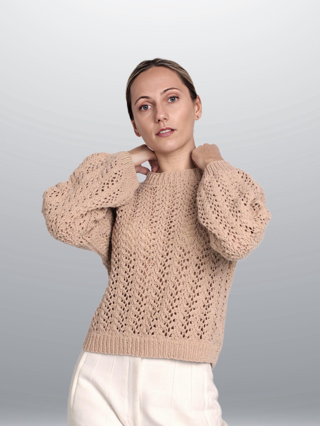 Simple Camel Print Patchwork Cozy Cotton Knit Top Summer ML3349 main image 0