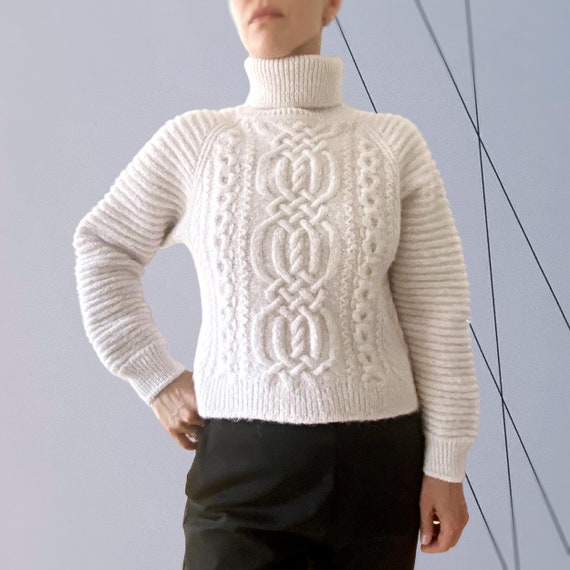 Off white cable knit turtleneck sweater online
