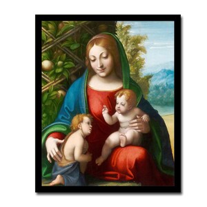 Virgin and Child with the Young Saint John the Baptist by Leonardo Di Vinci - Buy Print Only or Mounted with Choice of Accent Color