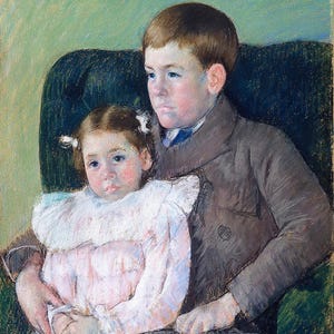 Gardner and Ellen Mary Cassatt (1899) by Mary Cassatt - Hanging Canvas Art, with Choice of Hanging Board Colors.