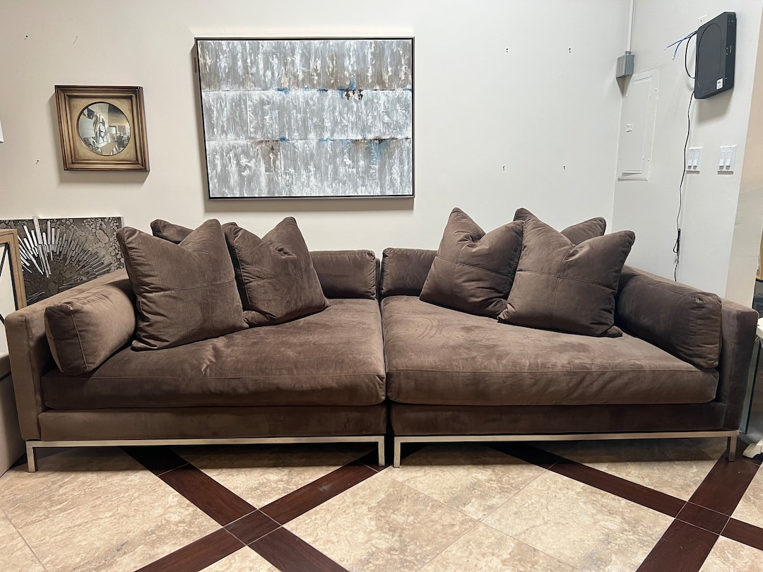 Z gallerie brown ventura extra deep sofa contemporary sofa etsy
