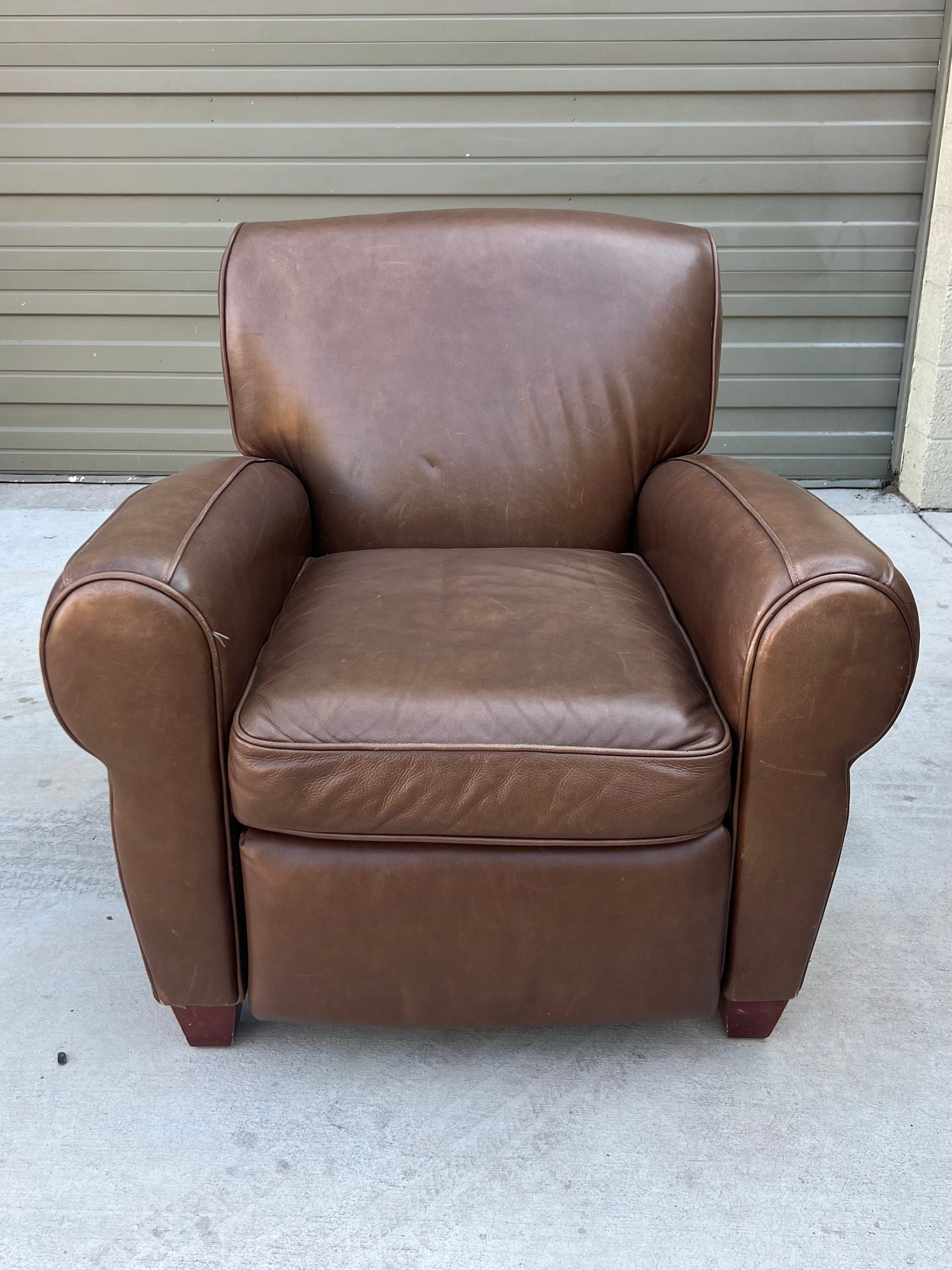 Genuine Cowhide Leather Recliner Beanbag Chairs Tan - Only Beanbag
