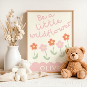 Stampe per camerette di bambine, stampe di fiori di campo, cameretta per bambine, poster di affermazioni, decorazioni murali rosa per camerette, decorazioni per camerette di bambine, regalo per neonati