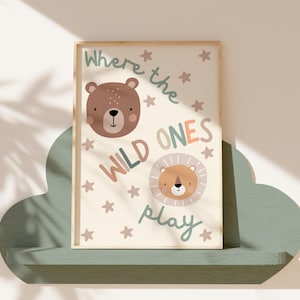 Stampe per cameretta dei bambini con tema safari, dove giocano i selvaggi, decorazioni per cameretta dei bambini, decorazioni murali con animali della giungla, decorazioni per cameretta dei bambini con tema safari, decorazioni murali neutre per la sala giochi