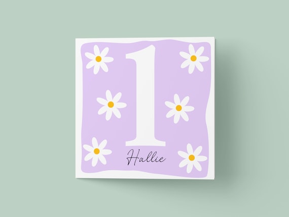 Girls First Birthday Card, Floral 1st 2nd 3rd Birthday Card, 1st Birthday Card for Daughter, Granddaughter, Niece, Daisy Birthday Card