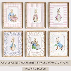 Láminas de Peter Rabbit para habitación infantil, decoración vintage para habitación de niña, arte mural de Beatrix Potter, decoración para sala de juegos, juego de 3 láminas, regalo para bebé recién nacido