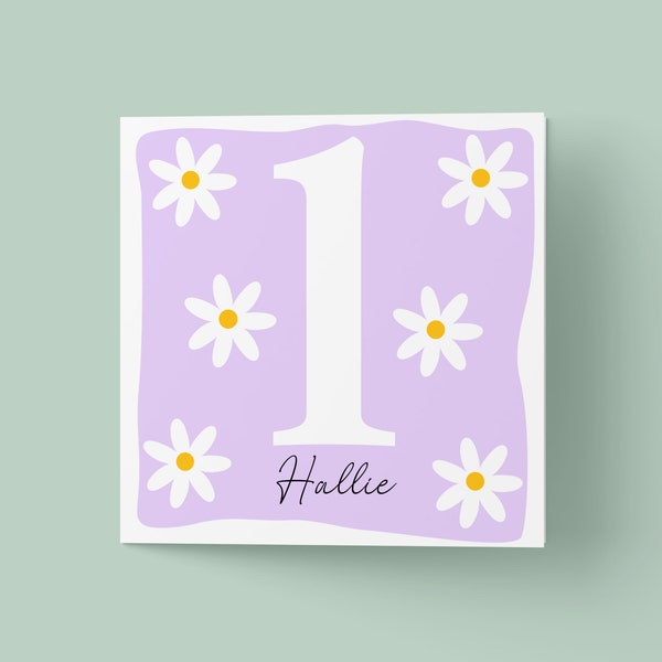 Girls First Birthday Card | Personalised 1st 2nd 3rd Children’s Birthday Card | 1st Birthday Card | First Birthday Card | Daisy Card