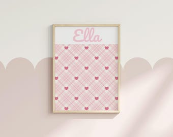 Girls Pink Name Print, Girls Bedroom Initial Prints, Girls Nursery and Playroom Wall Art, New Baby Girl Gift