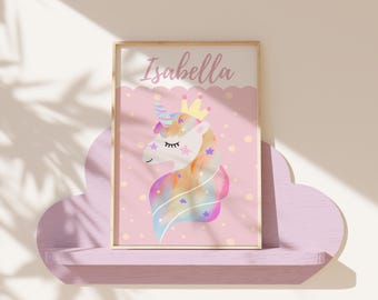Unicorn Print, Girls Bedroom Prints, Unicorn Name Wall Decor, Girls Playroom Art, Unicorn Nursery Prints