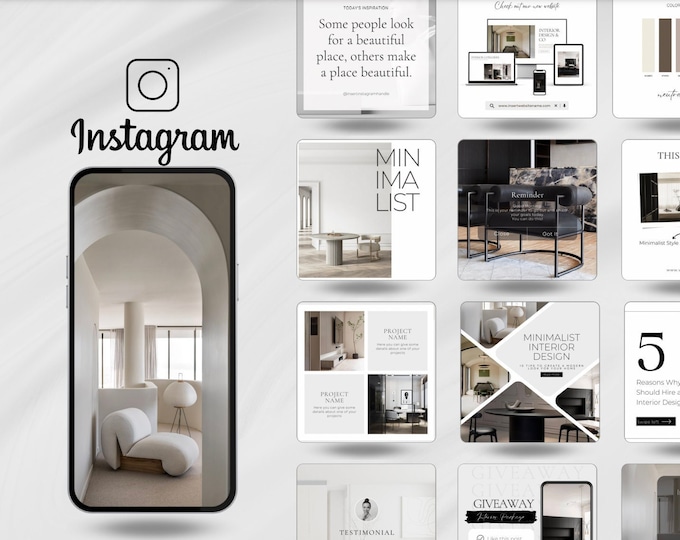 Instagram Post Templates MINIMAL DESIGN for an Interior Designer or ...