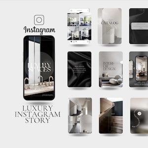 Luxury Black & White Instagram Story Posts | Luxury Digital Templates | Social Media Posts | Minimalist Instagram Canva Templates | Design