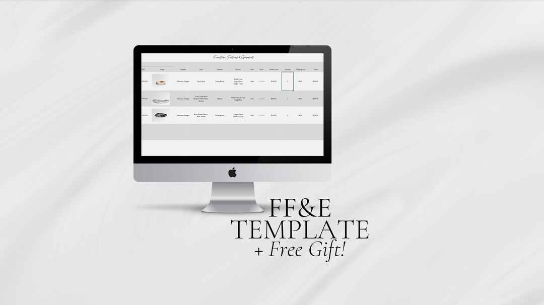 FF&E Schedule Fittings, Fixtures and Equipment Microsoft Excel