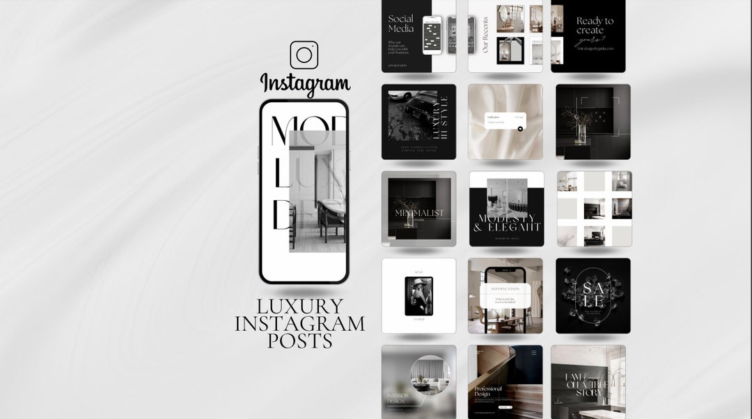 Luxury Minimalist Instagram Post Templates | Black & White Canva Design ...