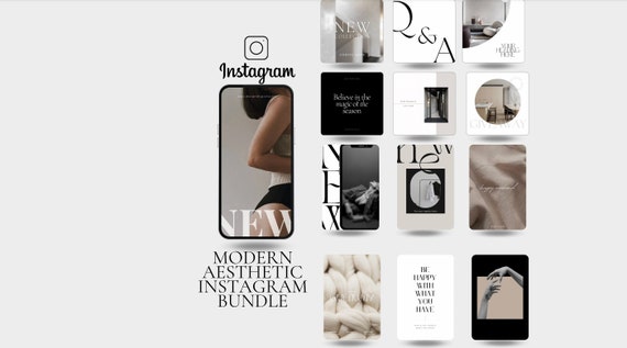 Modern Aesthetic Bundle for Instagram | 81 Digital Templates | Social Media Posts | Canva Templates | Instagram Stories | Instagram Posts