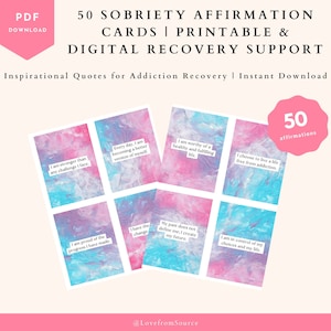 50 Affirmationskarten für Nüchternheit | Unterstützung für Printable & DigitalRecovery | Inspirierende Zitate für Sucht-Genesung | Sofort Download