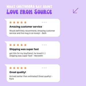 May include: Three customer reviews with five-star ratings for a product or service. The reviews highlight amazing customer service, super fast shipping, and great quality.