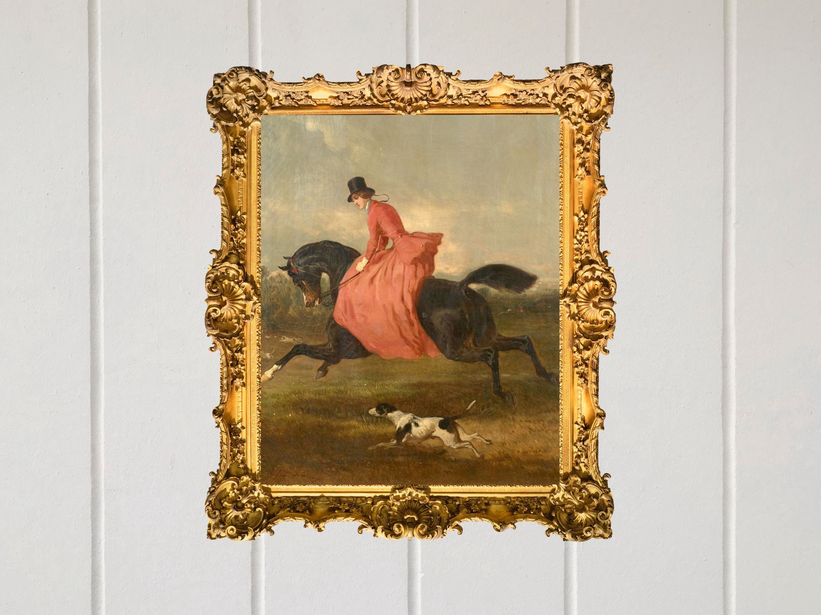 Elegant Woman Riding a Horse, Vintage Horse Painting, Digital Download ...