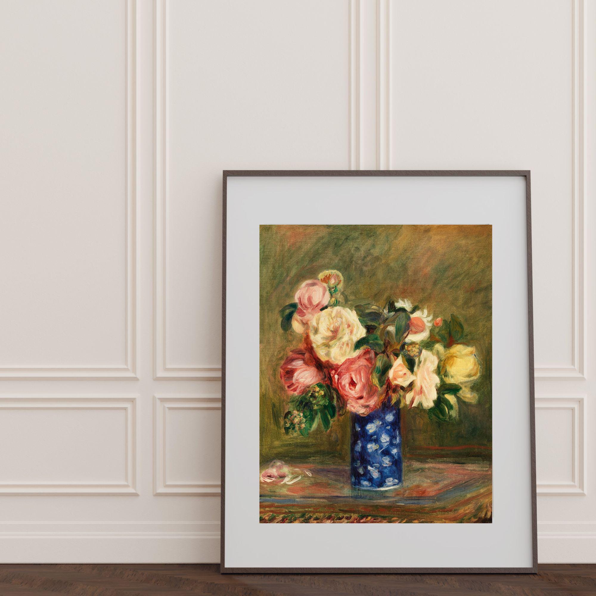 Vintage Floral Still Life Art Print - Impressionist Rose Bouquet in ...