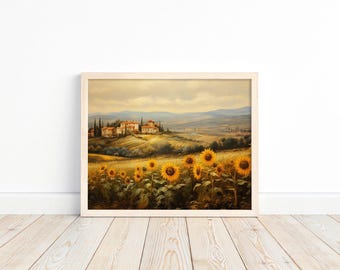 トスカーナ イタリア 風景画 壁アート 地中海 村 絵画 ヴィンテージ 壁