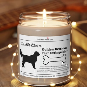 Golden Retriever gifts, Golden Retriever dog candle, dog fart candle, Goldie lovers, Retriever owners, funny dog candle, fart extinguisher