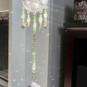 Green and Yellow Crystal prism Sun catcher