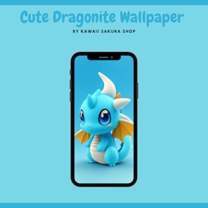 Dragonite&#39;s Dreamland: Kawaii Anime Chibi in 3D with a Baby Blue Twist Wallpaper ~ Perfect for Mobile Devices