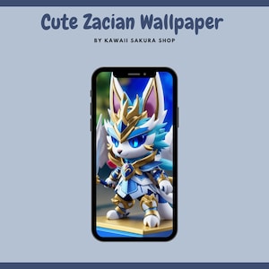 Knightly Charm: Kawaii Anime Chibi Zacian&#39;s 3D Quest Wallpaper ~ Perfect for Mobile Devices