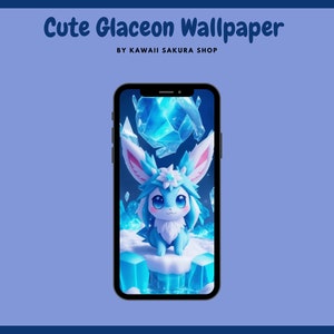 Frosty Fantasia: Kawaii Anime Chibi Glaceon&#39;s 3D Frostland Wallpaper ~ Perfect for Mobile Devices