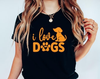 I Love Dogs T-Shirt, Cute Dog Lover Tee with Dog Design, Perfect Gift for Pet Owners, Dog Moms, and Animal Lovers, Fun Canine Apparel