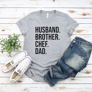 HUSBAND BROTHER CHEF Dad crew neck cook T-Shirt, funny chef master Shirt, men commis Tee, unisex silly clothing Top, humor culinary Tshirt