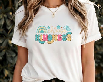 Camiseta "Elige la amabilidad", camiseta "Difunde positividad", camiseta gráfica "Sé amable", camiseta con cita inspiradora, mensaje alentador, regalo de vibraciones positivas