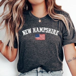NEW HAMPSHIRE State T-Shirt, USA-Flaggen-Grafik-T-Shirt, Rundhalsausschnitt, New Hampshire Souvenir T-Shirt, Reise Unisex Vintage-Kleidungshemd