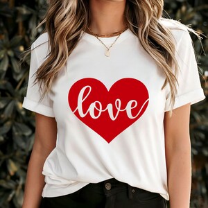 Love T-Shirt, Romantic Valentine&#39;s Day Gift, Heart Graphic Design, Cute Love Shirt, Red Heart Apparel, Trendy Couple Tee, Sweet Love Message