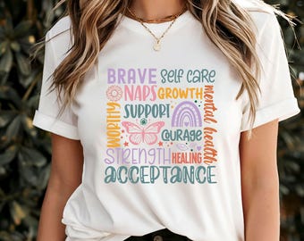 Camiseta de apoyo para siestas valientes, camiseta con cita divertida sobre el cuidado personal, ropa de salud mental peculiar, camiseta con humor única, idea de regalo para relajarse y descansar
