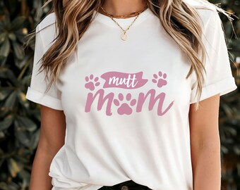 Mutt Mom T-Shirt, lustiges Hunde-Liebhaber-Geschenk, niedliches Haustier-Elternteil-Kleid, stilvolles Rettungshundemutter-T-Stück, einzigartiges Tierbegeisterten-Shirt, gemütliches Welpen-Design