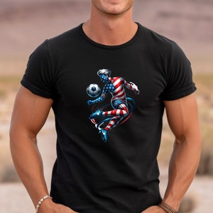 USA Flag Football T-Shirt, Patriotic Sports Shirt, American Flag Player Design, Unique Gift for Sports Fans & Soccer Lovers