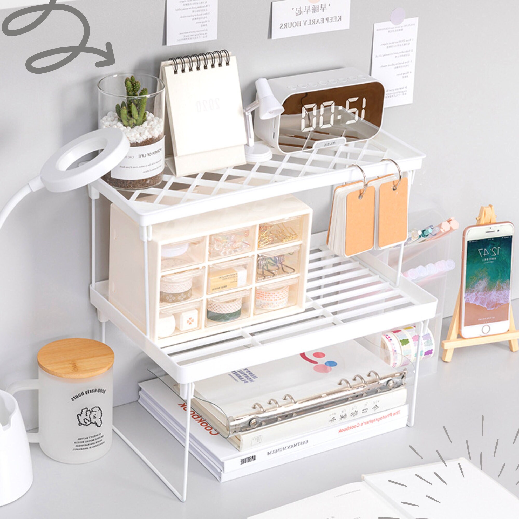 Desktop Organizer Rack With Multiple Layers for School and Etsy