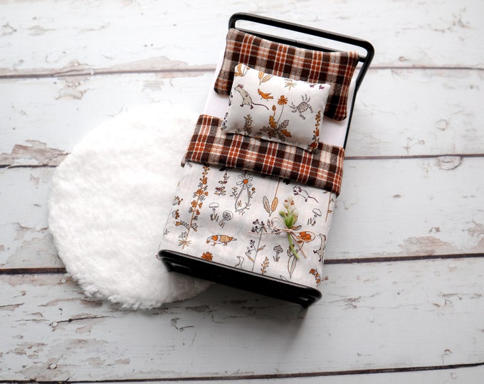Miniature Bedding for 5 Mice, Dollhouse Plaid Bedding Etsy
