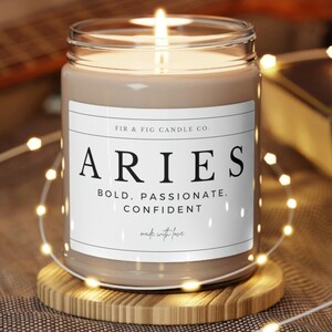 ARIES Zodiac Candle - Bold, Passionate, Confident Soy Wax Candle Motivation,Inspiration,Self-Empowerment,Astrology Enthusiasts, gift for her