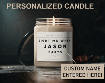 Bougie de soja Light Me When « Name » 9 oz personnalisée personnalisée, cadeaux personnalisés, cadeaux personnalisés, cadeau bougies amusantes, cadeau pour elle, bougie