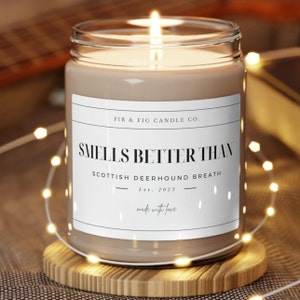 Smells Better Than Scottish Deerhound BREATH 9oz Soy Candle, Scottish Deerhound dad Gifts, Scottish Deerhound Mom gift,Funny dog Gift candle