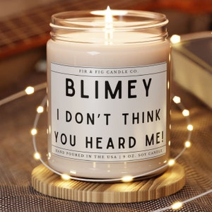BLIMEY I don&#39;t think you heard me 100% Eco-Friendly 9oz Soy Candle, Dimension 20 Candle, Dropout Fantasy High, K2, The Unsleeping City Gift