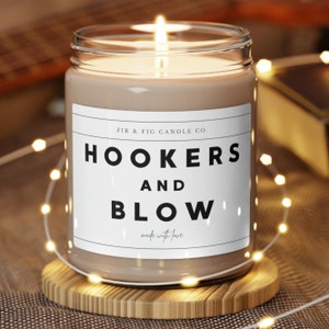 Hookers and Blow funny candle, 9oz Soy Candle, Funny Candle, Joke Candle, retirement gift,candle gift, gift for him, gift brother, vegan soy