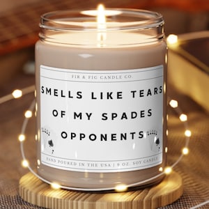 Riecht wie die Tränen meiner SPADES-Gegner 100% umweltfreundliche 9-Unzen-Sojakerze, Pik-Kerze, Pik-Geschenk für sie, Pik-Geschenk für ihn, lustiges Spiel