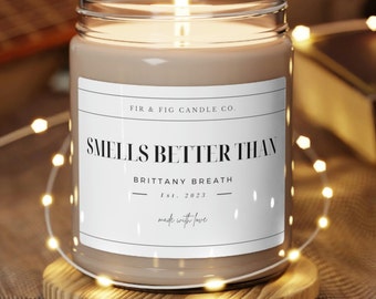 Smells Better Than Brittany BREATH 9oz Soy Candle, Brittany Mom, Funny Brittany Gift, Brittany Candle, Gift for Brittany Owner, Brittany dad