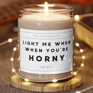 Light Me When You&#39;re HORNY, 9oz Soy Candle, Funny Candle,Joke Candle, Rude Candle, Gift For Him, Boyfriend Husband Fiancé Gag Gift Valentine