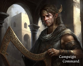 Halbelf Barde - D&D Charakter Portrait und Hintergrundgeschichte - Digital Art Download