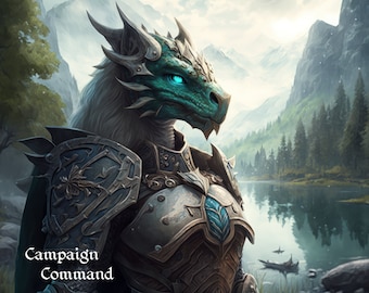 Dragonborn Paladin - D&D Charakter Portrait und Hintergrundgeschichte - Digital Art Download