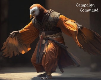 Aarakocra Mönch - D&D Charakter Portrait und Hintergrundgeschichte - Digital Art Download