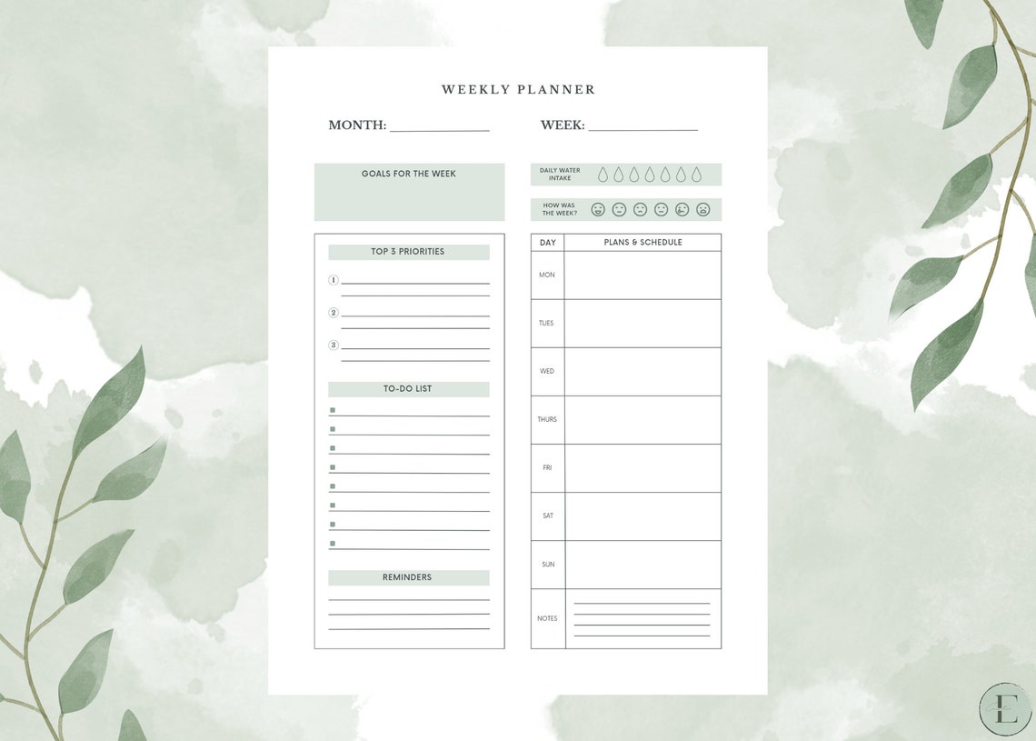 Printable Weekly Planner - Etsy Canada